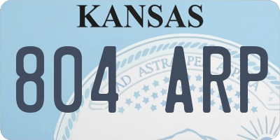 KS license plate 804ARP