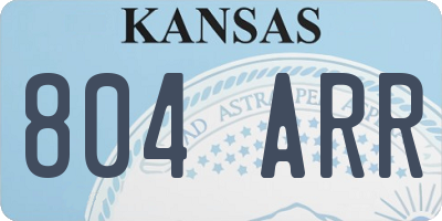 KS license plate 804ARR