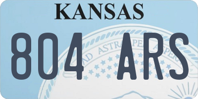 KS license plate 804ARS