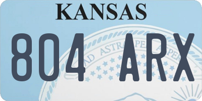 KS license plate 804ARX