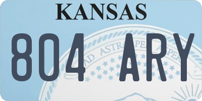KS license plate 804ARY