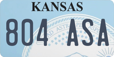 KS license plate 804ASA