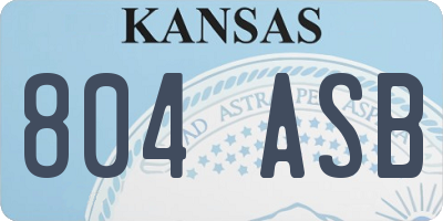 KS license plate 804ASB