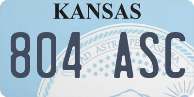 KS license plate 804ASC