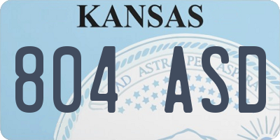 KS license plate 804ASD