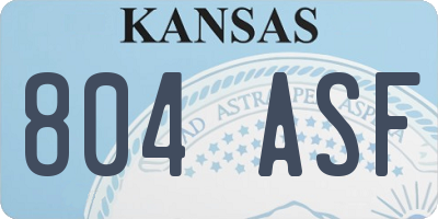 KS license plate 804ASF