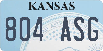 KS license plate 804ASG