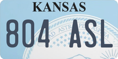 KS license plate 804ASL