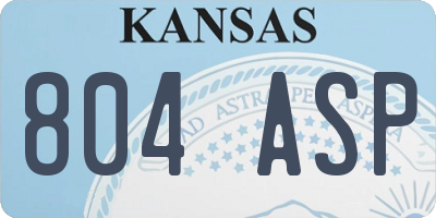 KS license plate 804ASP