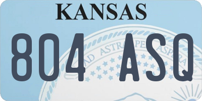 KS license plate 804ASQ