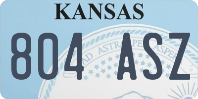 KS license plate 804ASZ