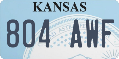KS license plate 804AWF