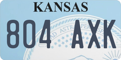 KS license plate 804AXK