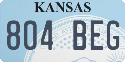 KS license plate 804BEG