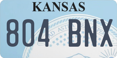 KS license plate 804BNX