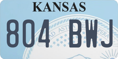 KS license plate 804BWJ