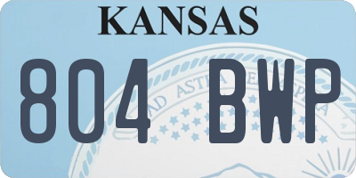KS license plate 804BWP