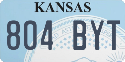 KS license plate 804BYT