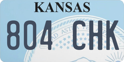 KS license plate 804CHK