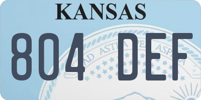 KS license plate 804DEF