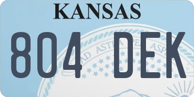 KS license plate 804DEK