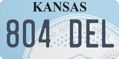 KS license plate 804DEL