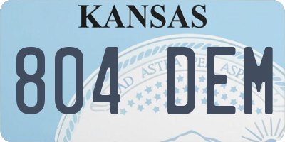 KS license plate 804DEM