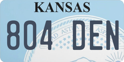 KS license plate 804DEN