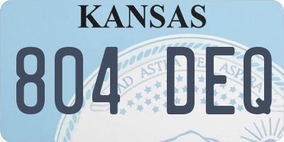 KS license plate 804DEQ