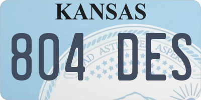 KS license plate 804DES