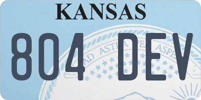 KS license plate 804DEV