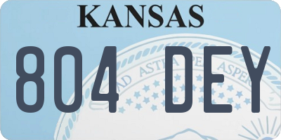 KS license plate 804DEY