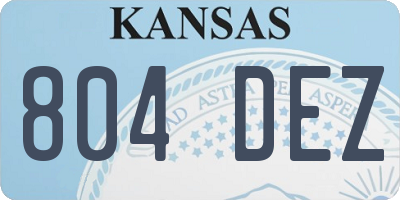 KS license plate 804DEZ
