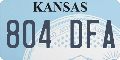 KS license plate 804DFA