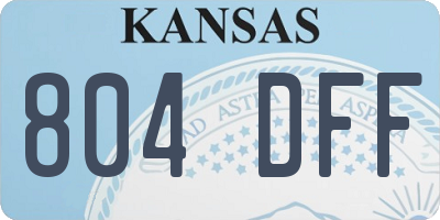 KS license plate 804DFF
