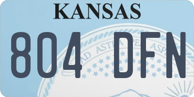 KS license plate 804DFN