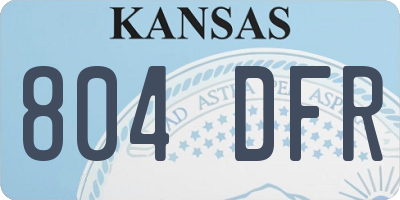 KS license plate 804DFR