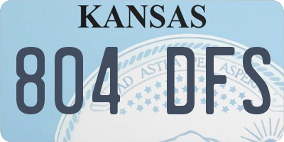 KS license plate 804DFS