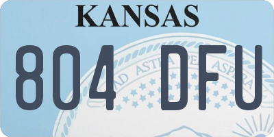 KS license plate 804DFU