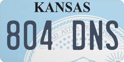 KS license plate 804DNS