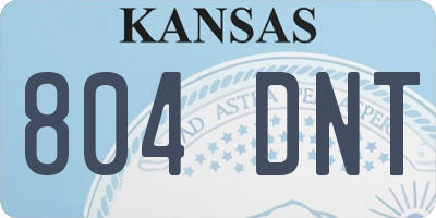 KS license plate 804DNT