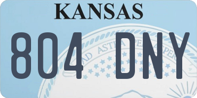 KS license plate 804DNY
