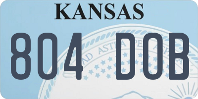 KS license plate 804DOB