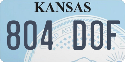 KS license plate 804DOF
