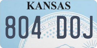 KS license plate 804DOJ