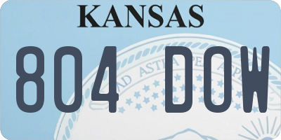 KS license plate 804DOW