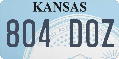 KS license plate 804DOZ