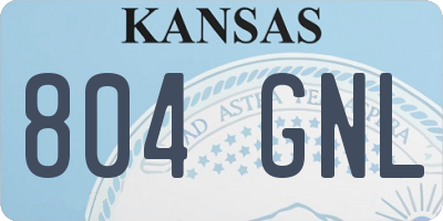 KS license plate 804GNL