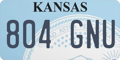 KS license plate 804GNU