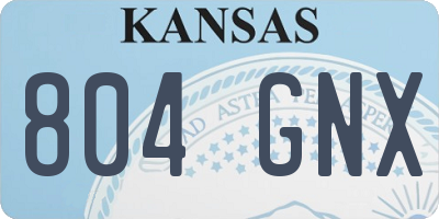 KS license plate 804GNX